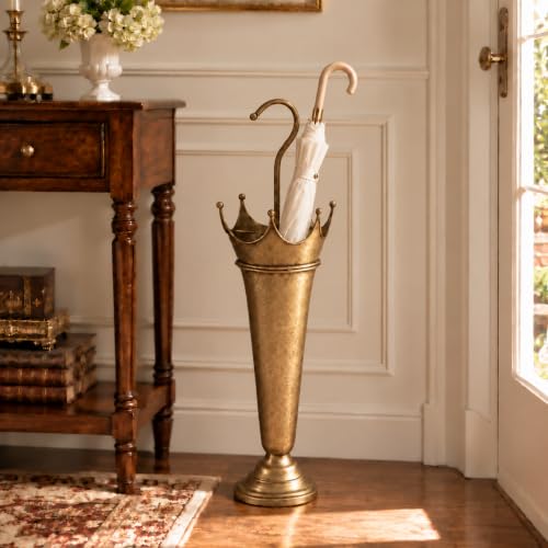 Vintage Umbrella Stand with Brass Finish - Classic Style Indoor Cane Holder