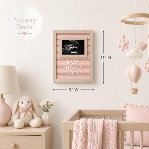 Pink Sonogram Letterboard Frame for Nursery - Personalized Pregnancy Keepsake - Variation of Pink Sonogram Letterboard