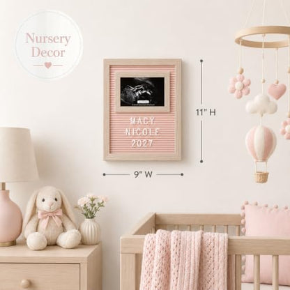 Pink Sonogram Letterboard Frame for Nursery - Personalized Pregnancy Keepsake - Variation of Pink Sonogram Letterboard