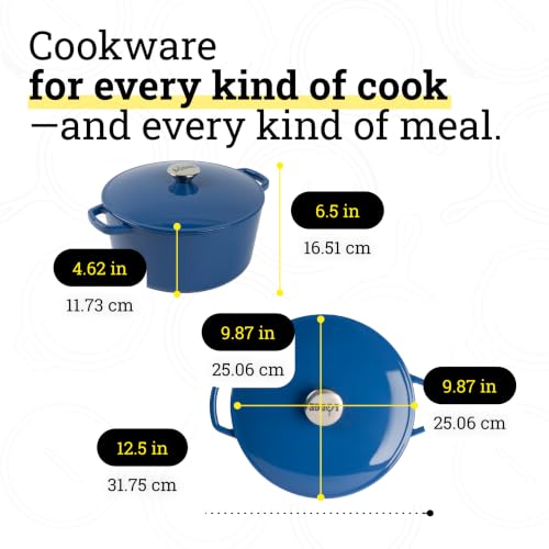 Lodge 5 Quart Cast Iron Enamel Dutch Oven - Denim, Kitchen Cookware
