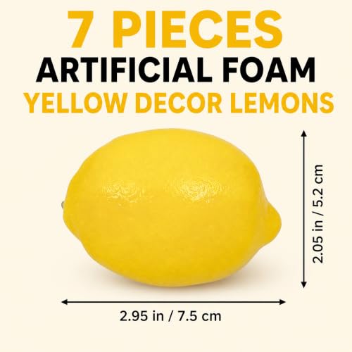 Artificial Lemons Set of 7 - Lifelike Fake Citrus for Home Decor, Yellow