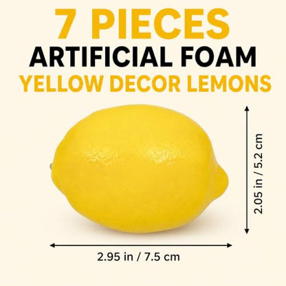 Artificial Lemons Set of 7 - Lifelike Fake Citrus for Home Decor, Yellow