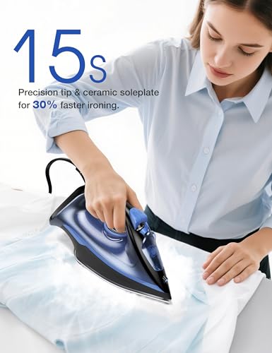 Steam Iron with Ceramic Soleplate 1500W Auto-Off - Blue