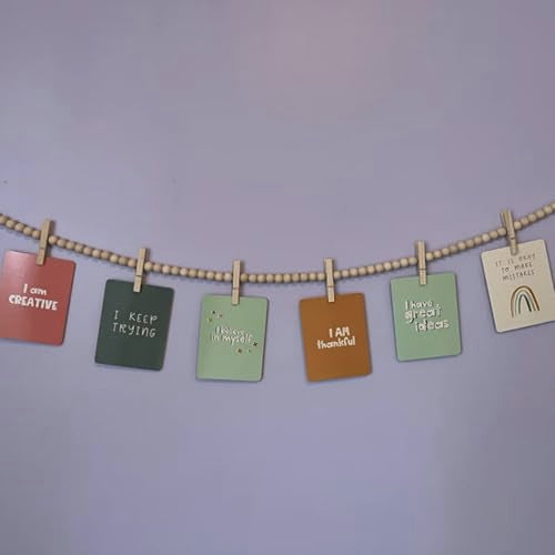 2-Pack Kids Art Display Garlands - 62-Inch Wooden Photo Strings with Clips