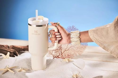 STANLEY Quencher H2.0 Tumbler - 40 oz Insulated Stainless Steel Cup with Straw | BPA-Free | Cream