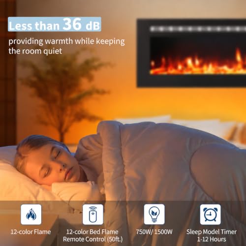 GAOMON 30 Inch Ultra-Thin Wall-Mounted Electric Fireplace with Dual Flame & Heater