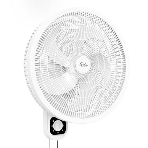 White Wall Mount Oscillating Fan 16-inch, 3-Speed Indoor Cooler with Tilt