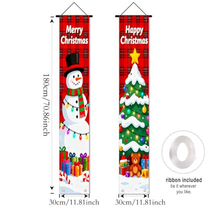 Nuxovilar Snowman Christmas Porch Banner Set - Ri50493, 12x71 Inches Polyester