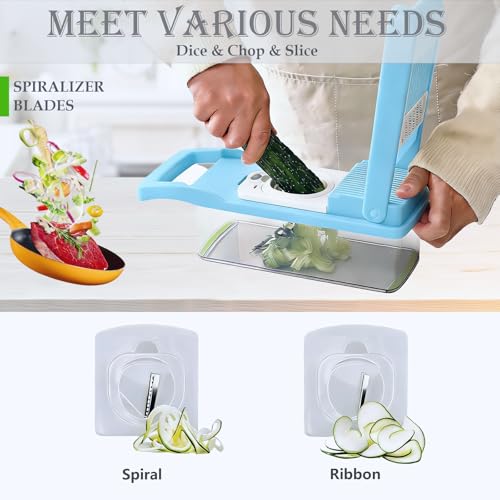 Vegetable Chopper Mandoline Slicer Kitchen Gadget with 10 Blades - Blue