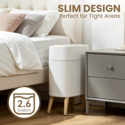 Automatic Motion Sensor Bathroom Trash Can with Lid 2.6 Gallon - White