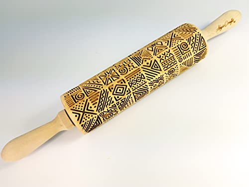 STRAWBERRY embossing rolling pin. Engraved wooden embossed dough roller for embossed cookies or clay by Algis Crafts