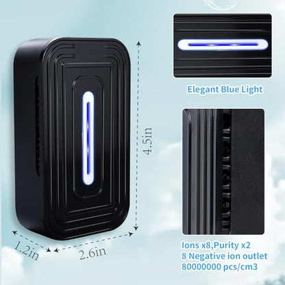 PVACG Negative Ion Air Purifier 2 Pack - Black, Quiet Ionic Air Cleaners for Home & Office