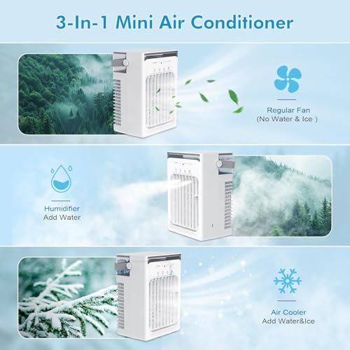 Portable Evaporative Air Cooler with 1000ml Tank Remote USB 4 Speeds 2 Mist Modes