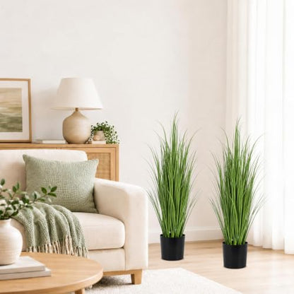 Artificial Tall Pampas Grass Plants in Pots - Indoor Outdoor Decor Set of 6