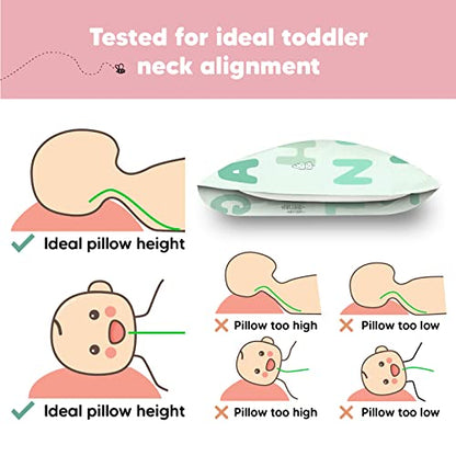 Toddler Pillow with Pillowcase - 13x18 My Little Dreamy Kids Travel Bed Pillows for Sleeping, Organic Cotton Small Pillowcase, Soft & Breathable, Machine Washable, Toddlers 2-5 years old (Kea123)