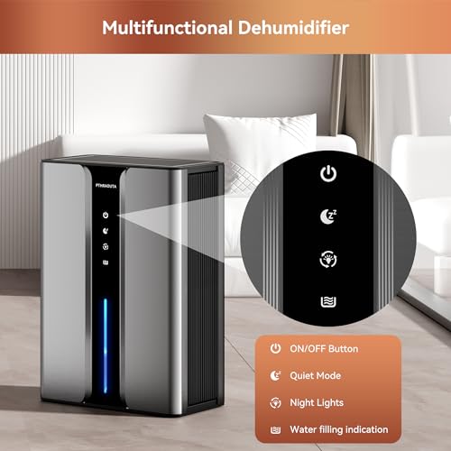 Gray Home Dehumidifier with Drain Hose & Reusable Air Filter - Portable
