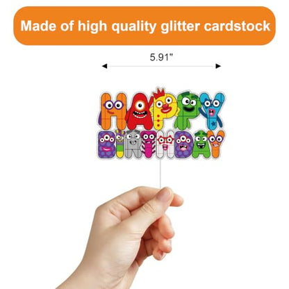 Number Happy Birthday Cake Topper Block Theme - Cake Decorations