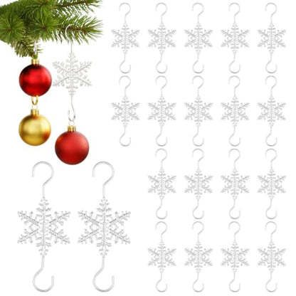 20 Pcs Christmas Snowflake Ornament Hooks - Reusable Detailing Hangers for Holiday Decor
