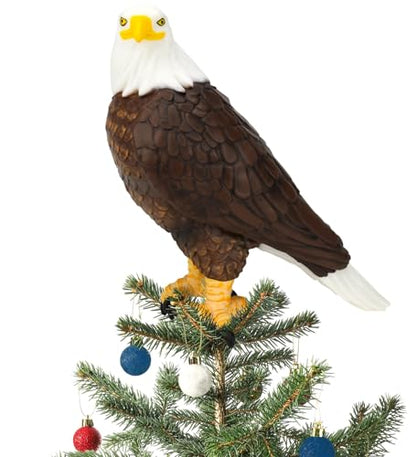 Large Patriotic Bald Eagle Christmas Tree Topper - 10 Inch USA Holiday Decor