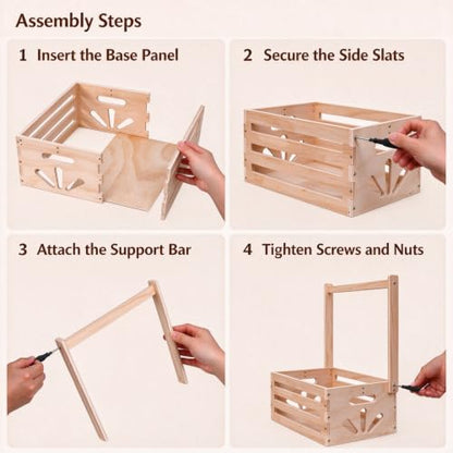 Wooden Baby Shower Storage Crate - Nursery Organizer with Handle