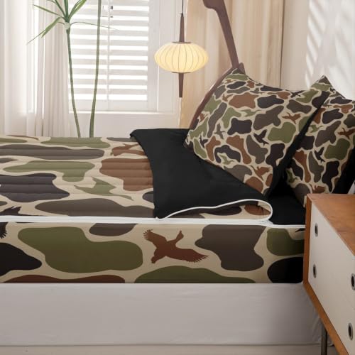 Duck Hunting Army Camo Twin Comforter Set with Zipper Bedding - Camo 48