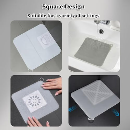 Silicone Floor Drain Cover Set - Anti-Odor, Leakproof, 8x8 Inch for Bathroom & Kitchen