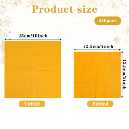 240 Black and Orange Disposable Cocktail Napkins 10 Inch Party Supplies