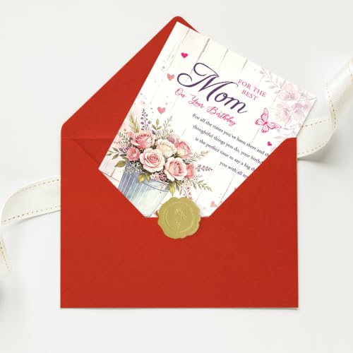 Mom Birthday Card – Heartfelt Greeting Card for Mother, Pink Floral Design, 5x7 Inches, Variation ZC-093