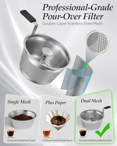Electric Percolator Coffee Pot 6-Cup Glass & Stainless Steel, Upgraded