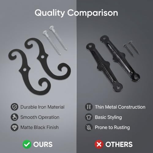 2pcs 6.3in Iron Shutter Dogs, Anti-Rust Exterior Tieback Fasteners with Screws
