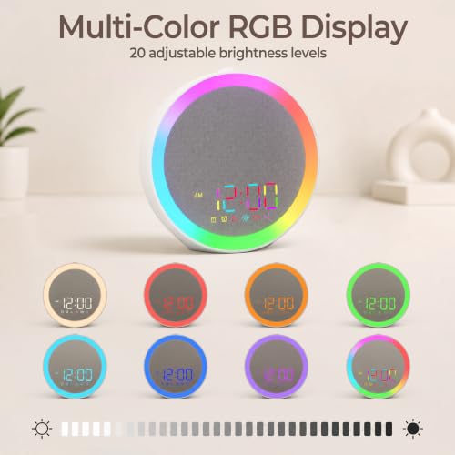Heavy Sleepers Alarm Clock with Vibrating Bed Shaker, 10-Color Night Light, Dual Alarm, USB Charging