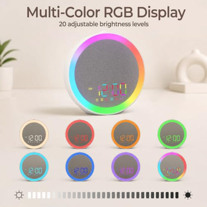 Heavy Sleepers Alarm Clock with Vibrating Bed Shaker, 10-Color Night Light, Dual Alarm, USB Charging