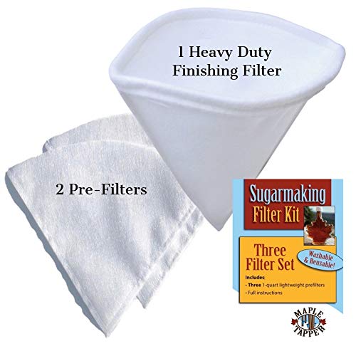 Maple Syrup Filter Set - 1 Qt. (3 pieces) - One Maple Syrup Making Heavy Duty Synthetic Filter and Two Pre Filters - REUSABLE – Perfect Size for at Home Maple Sugaring (1 Quart). Made in USA