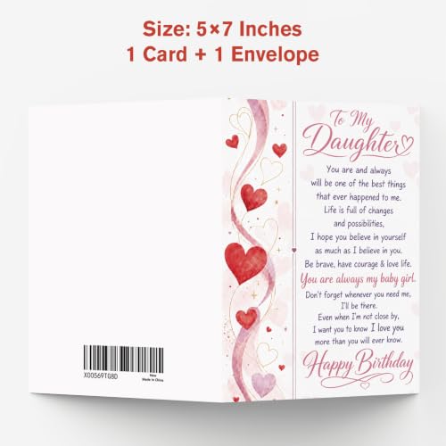 Birthday Card for Daughter - From Mom and Dad, C Style Variation