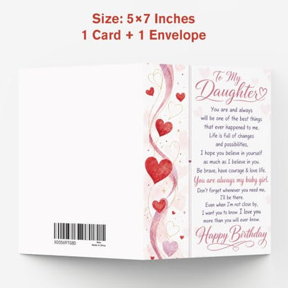 Birthday Card for Daughter - From Mom and Dad, C Style Variation