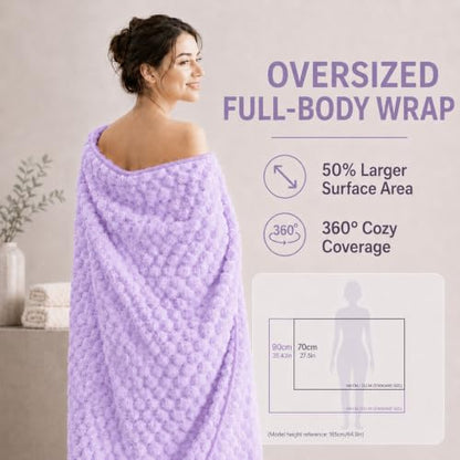 Purple Bath Towel Set of 4 - Ultra Soft 35 x 66 Inches, Hotel Quality