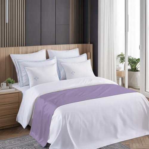 Cal King Lavender Bed Runner 102x20 Inch Decorative Satin Throw for Bed