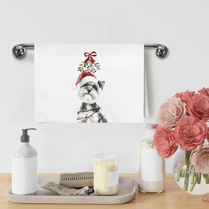 Christmas Miniature Schnauzer Dog Lover Kitchen Towels - Funny Holiday Gift, 16x24 Inches - Schnauzer Variation