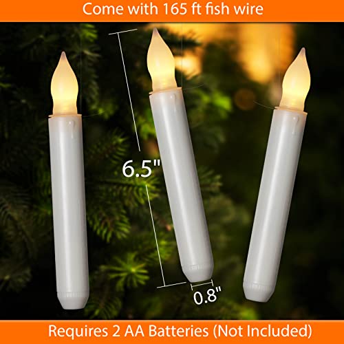 Homemory Floating Candles with Wand Remote, 12 Pcs Magical Floating Candles Witch Decors, Warm Yellow Flameless Taper Candles Battery Operated, LED Window Candles for Halloween Party Decor Kids Toys