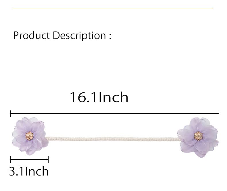 Green Lily Flower Curtain Tiebacks - Flexible Rope Holdbacks for Windows
