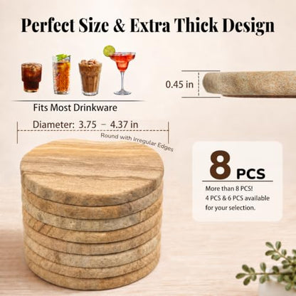 Absorbent Sandstone Coasters Set of 8 - Irregular Edge 4 Inch Round - Variation of 8