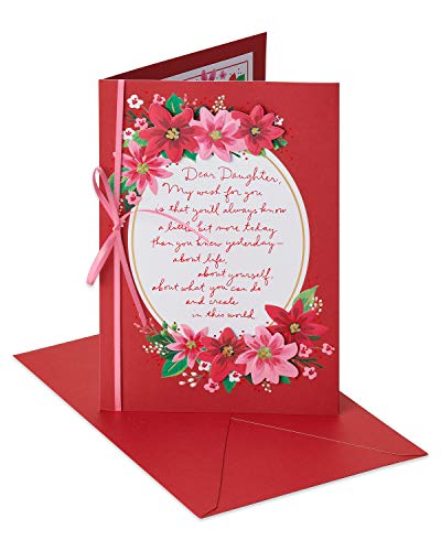 American Greetings Christmas Card for Daughter - Festive Floral Poinsettia Holiday Greeting - Truly Amazing Woman