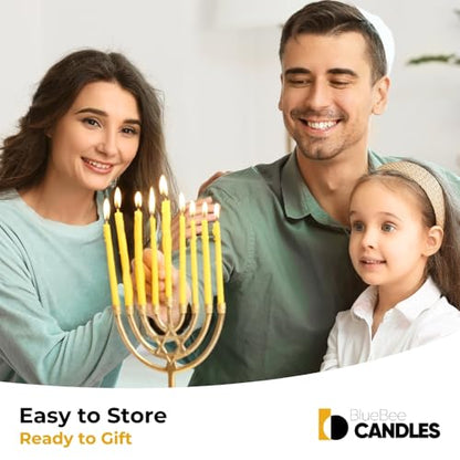 Yellow Beeswax Candles Bulk 100pcs Tall Thin Taper with Holders Honey Scent Smokeless