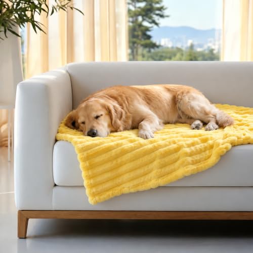 Yellow Dog Blanket - Lightweight Support & Comfort Throw for Crates, Beds, Sofa, Travel - 27x39in