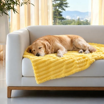 Yellow Dog Blanket - Lightweight Support & Comfort Throw for Crates, Beds, Sofa, Travel - 27x39in