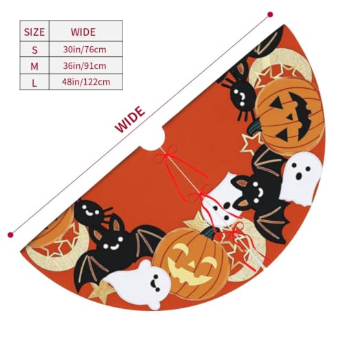 Small Halloween Ghost Pumpkin Tree Skirt, 30 Inch Autumn Holiday Decor