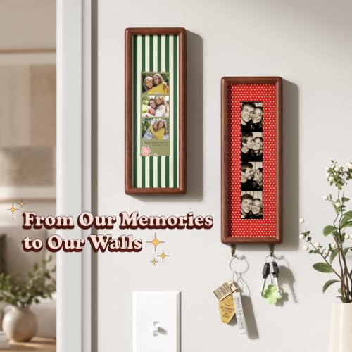 Photo Booth Strip Frame and Key Organizer for 1.5x8, 2x6 & 2x8 Inch Photos