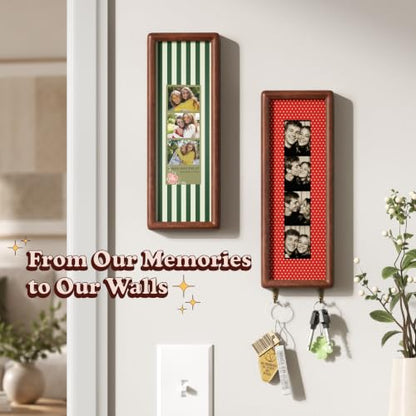 Photo Booth Strip Frame and Key Organizer for 1.5x8, 2x6 & 2x8 Inch Photos