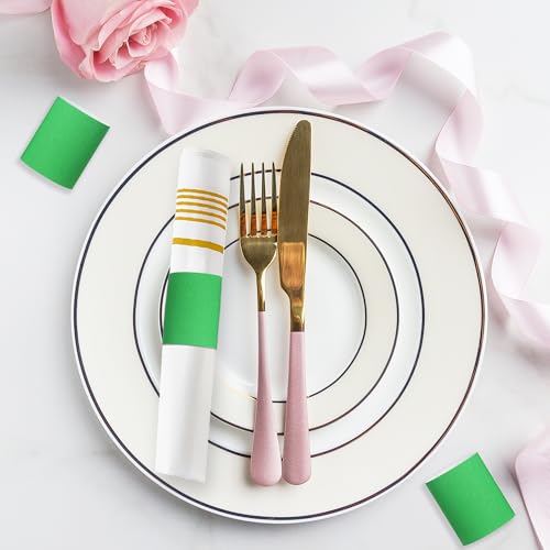 Green Paper Napkin Rings Self-Adhesive 200 Pcs Elegant Table Decor