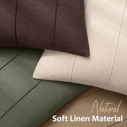 20x20 Linen Throw Pillow Covers Set of 2 Natural Beige Striped Rustic Decor